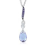 Natural Amethyst Drop Necklace Pendant in Sterling Silver, 18