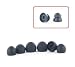 One Set/3 sizes - S,M,L BLACK - Regular density silicone, Earphones Plus brand replacement ear cushions PLUS FREE SAMPLE PAIR of Bi-Level earphone cushions