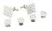 Silver plated diamond patterned square cufflinks and shirt studs formal set with presentation box. Made in the U.S.A