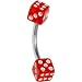 BELLY - 7/16 Red DICE Belly Button Ring