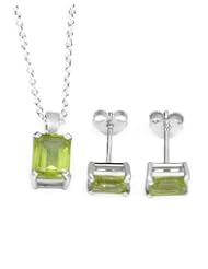 Sterling Silver 3.25 CTW Peridots Stud Women Jewelry Set. Length 7 in. Total Item weight 1.1 g.