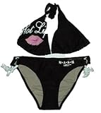Mash 4077 Hot Lips Ladies Glitter Print Brown Bikini Swimwear