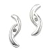 White Ice - Sterling Silver Stylish Semi Circle Design with Diamonds Earrings