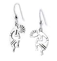 Kokopelli Southwestern Spirit of Music Sterling Silver Hook Earrings