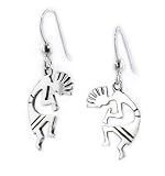 Kokopelli Southwestern Spirit of Music Sterling Silver Hook Earrings