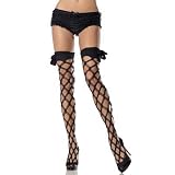 Triple Crochet Net Thigh High With Wrap Around Tie Tip (Black;One Size)