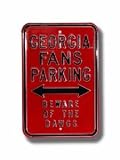 Steel Parking Sign: GEORGIA FANS PARKING: BEWARE OF THE DAWGS