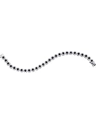 4.0ctw 6.0mm (1/4") Black Diamond Flower Bracelet 14K White Gold