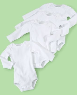Childrens Toyshop  Apparel : Carter's Baby Boy or Girl 4PK White L/S Bodysuit