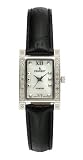 Peugeot Womens Genuine Diamond (.10c) Bezel Watch with a Black Genuine Leather Strap
