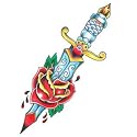 DAGGER ROSE Temporary Tattoo 2.5x3.5