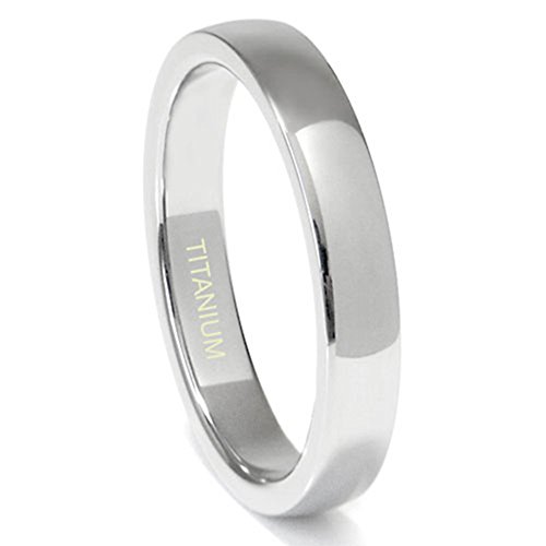 Titanium 4MM High Polish Plain Dome Wedding Band Ring (Sizes 6 to 13.5)