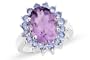 6 3/8 Carat Tanzanite & Amethyst Sterling Silver Ring