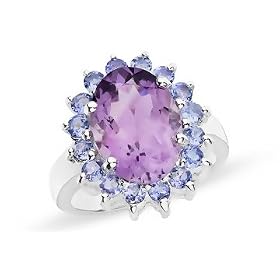6 3 8 Carat Tanzanite and Amethyst Sterling Silver Ring by Ice.com
