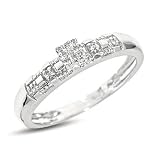 1/15 Carat T.W. Round Cut Diamond Women's Engagement Ring 14K White Gold Women's Engagement Ring - Free Gift Box -