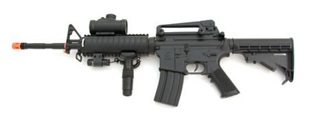 Double Eagle AEG Electric M16 Assault Rifle , Scope, Tactical Light, Laser Airsoft Gun