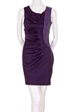 Do & Be Left Side 8 Pleats Stitched Faux Leather Back Zipper Sleeveless Asymmetric Lined Dress Purple