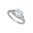 Sterling Silver Rhodium Engagement Ring with Clear CZ - Size: 5-9