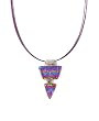 Necklace / Pendant - XP-43 - Genuine Handmade Dichroic Glass Pendant Hung on a 16" Stainless Steel Purple Colored Multi-Strand Cord + 2" Extension Chain ~ .925 Sterling Silver