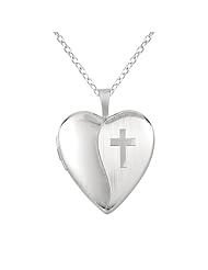 Sterling silver Heart Shaped Locket w/ Cross Necklace