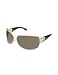 Giorgio Armani Cutout Logo Temple Metal Rectangular Sunglasses light gold/dark brown