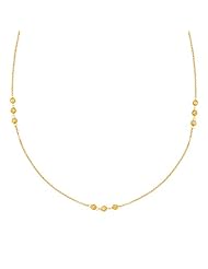 14K Yellow Gold Long Necklace with Lace Inspired Bead Stations