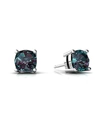 Created Alexandrite 14kt White Gold Earrings