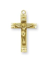 Crucifix Pendant, 14 Karat Gold Over Sterling Silver with Chain