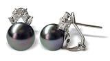 18K white gold Siona Black Tahitian cultured pearl and diamond earring
