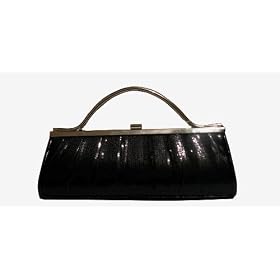 Mandarini Black Sequin Leopard Print Hardbody Clutch or Evening Bag -- SwankySwans
