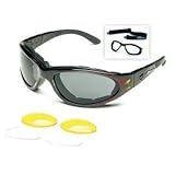 Body Specs Sunglasses or Goggles BSG Black with Red Flames Frame 3 Lens Set