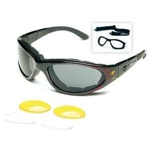 Body Specs Sunglasses or Goggles BSG Black with Red Flames Frame 3 Lens Set