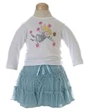: Mimi & Maggie 2pc White Fairy Wings Tee & Blue Twirl Skirt Set