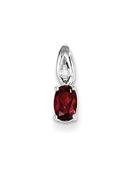 14k White Gold Genuine Garnet Diamond Pendant, Best Quality Free Gift Box Satisfaction Guaranteed