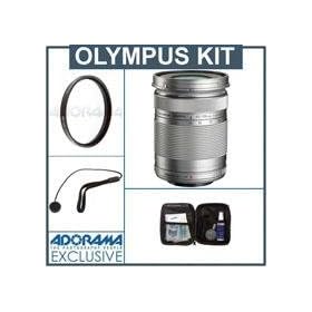 Olympus M.zuiko Digital ED 40-150mm f/4.0-5.6 R Camera Lens - Silver - Bundle - with Pro Optic 58mm MC UV Filter, Lens Cap Leash, Professional Lens Cleaning Kit