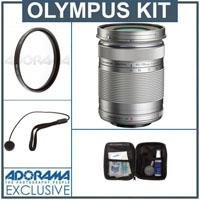 Olympus M.zuiko Digital ED 40-150mm f/4.0-5.6 R Camera Lens - Silver - Bundle - with Pro Optic 58mm MC UV Filter, Lens Cap Leash, Professional Lens Cleaning Kit