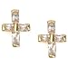18kt Gold Over Sterling Silver Small Cross Stud Earrings W/ Clear CZ