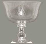 Individually Hand Etched Fern Glass Compote 6 1/2"H, 6 3/4"D