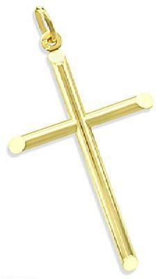 Yellow Gold Plain Crucifix Cross Charm Pendant 14K