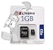 Secure Digital (SD) Multimedia Mobility Combo Kit of Kingston 1GB microSD, SD Adapter and USB (Secure Digitial) SD High Speed White Color Card Reader / Writer