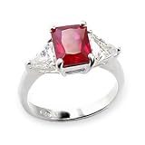 Women's Rosette Ruby Cubic Zirconia Special Plating Ring, Size: 5-10 Sterling Silver .925