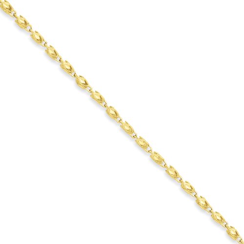 8 Inch 10k Yellow Gold 3mm Marquise Chain Bracelet Real Goldia Designer Perfect Jewelry Gift