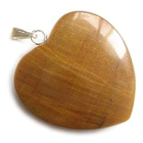 Lucky Gemstone Heart Pendant In Tiger Eye