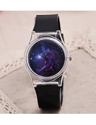 Hot SaleTransparent sky literally ladies fashion table Plastic Wrist Watch Face Cartoon Lady/Women Watch(black）