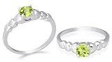Round Cut Peridot Ring Sterling Silver Size 7