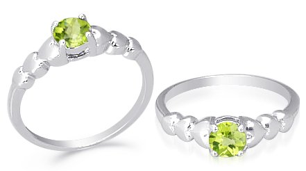 Round Cut Peridot Ring Sterling Silver Size 7
