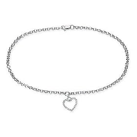 1 10 Carat Diamond 14K White Gold Heart Anklet by Ice.com