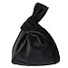 XMRS Girls Women Luxury Velvet Handbag Knot Closure Wrist Bag Portable Cosmetic Pouch Eveing Bag Coin Purse (Black)