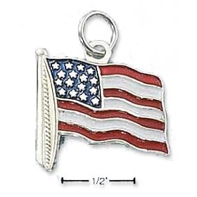 Sterling Silver Enamel American Flag Charm by 