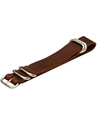 Premium 22mm 5-ring Thick Leather Vintage Brown Urban Military Nato Watch Strap - Fits All Watches!!!